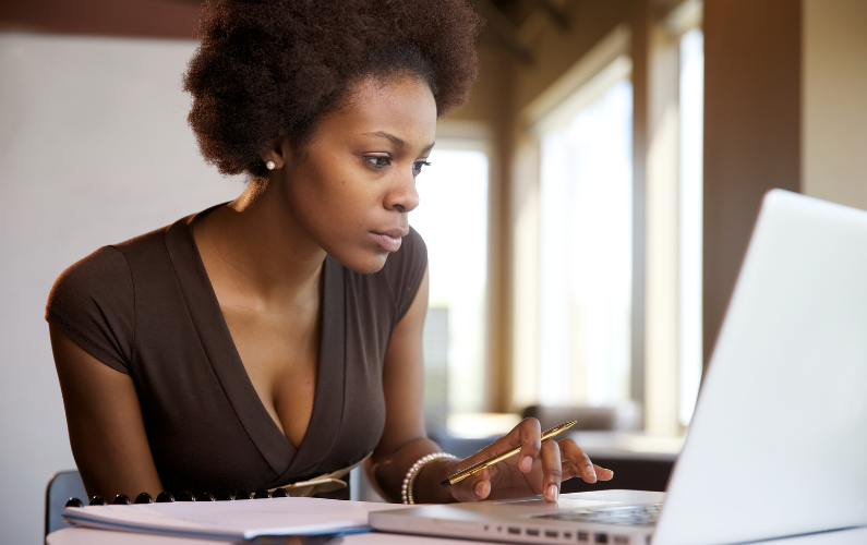 Woman working on computer